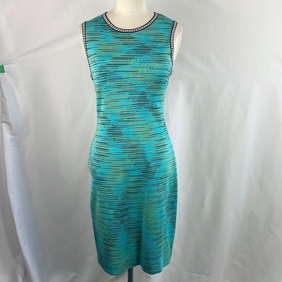 Missoni Turquoise Striped Open Back Knit Dress - Picture 1 of 7